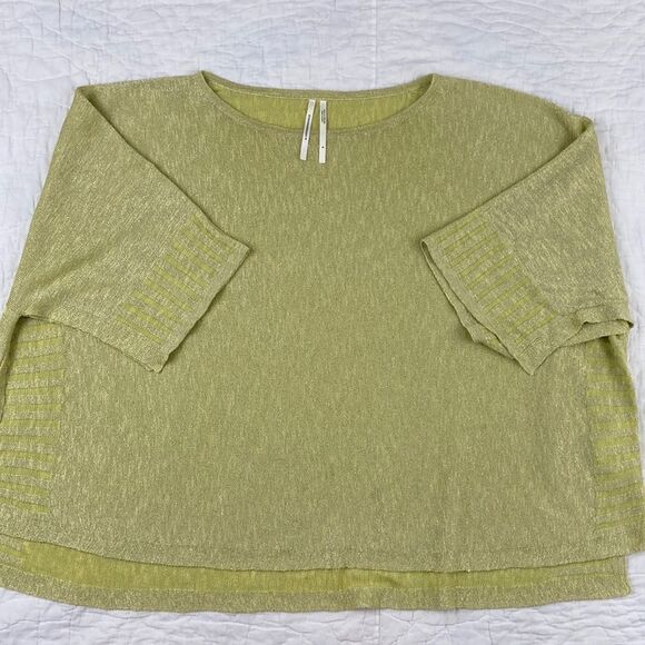 Anthropologie Alicia Green Shimmer Linen Blend Pull Over size Small - Picture 2 of 10
